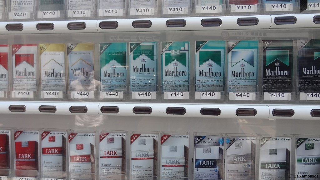 A closeup of a cigarette vending machine