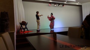My sister dancing with dancer in traditional Japanese outfit