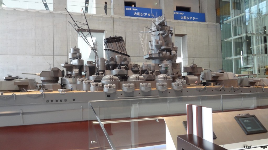 A closer version of the superstructure of the Yamato to indicate size compared to aperson.