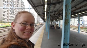 Me posing in the Yokosuka train station with the blue pillars behind me.