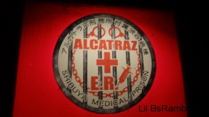 The red "bloody" logo of Alcatraz E.R. the Shibuya Medical Prison Restaurant